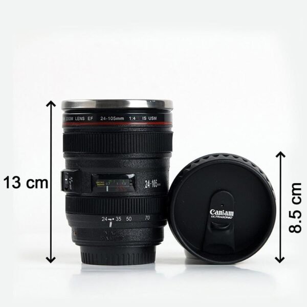 Plastic Camera Lens Shaped Coffee Mug with Lid Camera Cup, Black | Stainless Steel Interior | Easy to Carry | Pack of 1 - Image 3