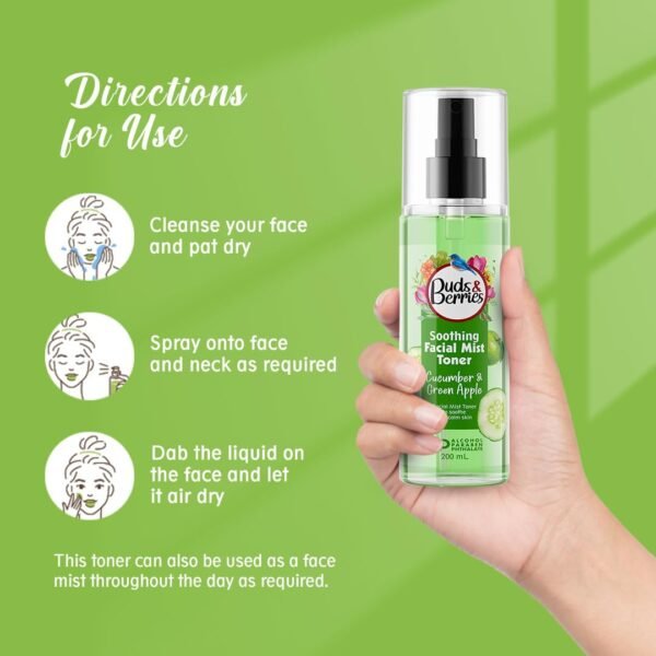 Buds & Berries Bulgarian Refreshing Facial Mist Toner - Instant Freshness, Shrinks Pores | Normal to Oily Skin | 200ml | Alcohol-Free, Paraben-Free - Image 4
