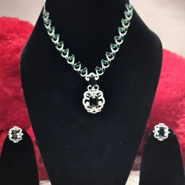 Neeta Ambani Inspired AD necklace Set White Stones/AD Diamond Necklace with Earrings - Jewellery Set for Women, Girls - Image 2