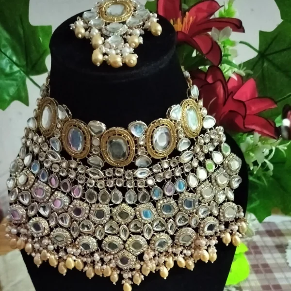 Semi Bridal Necklace set AD Necklace Set - Jewellery Set for Women, Girls for parties Wedding and Festive - Image 4