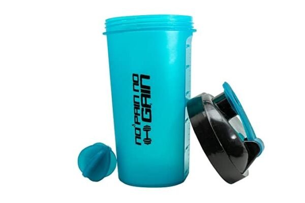 No Pain No Gain Shaker (Pack of 1, White Colour ) 700 ml Shaker (Pack of 1, Blue transparent, Plastic) - Image 2
