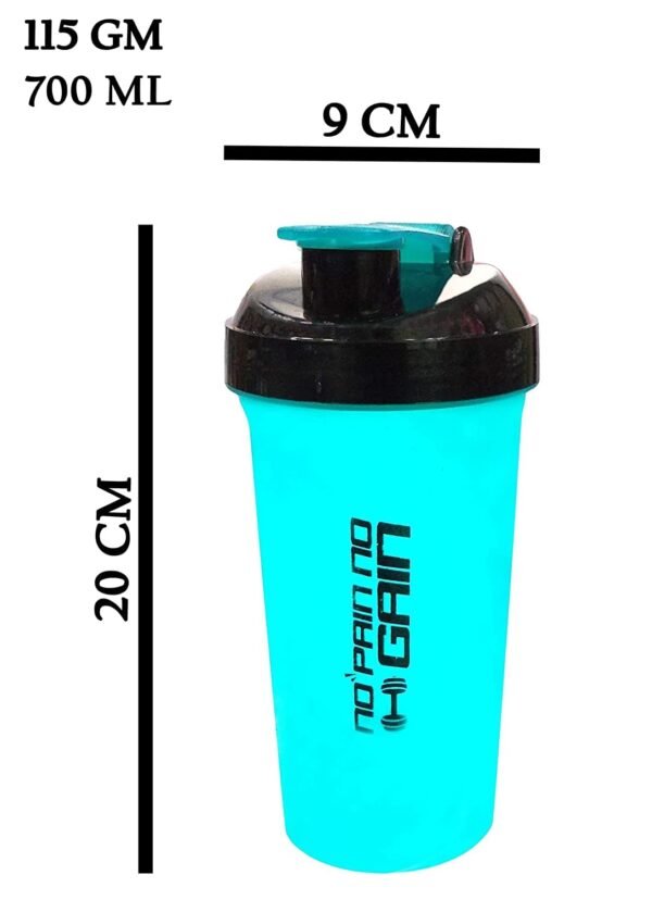 No Pain No Gain Shaker (Pack of 1, White Colour ) 700 ml Shaker (Pack of 1, Blue transparent, Plastic) - Image 4