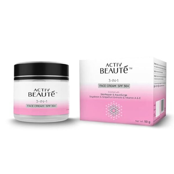 ACTIV BEAUTé 3-in-1 Face Cream with SPF 30 + with Hyaluronic Acid, Soyabean & Grapefruit Extracts and Vitamin A & E, Hydrates Dry & Dull Skin and Smoothens Out Fine Lines & Wrinkles for All Skin Types, 25g