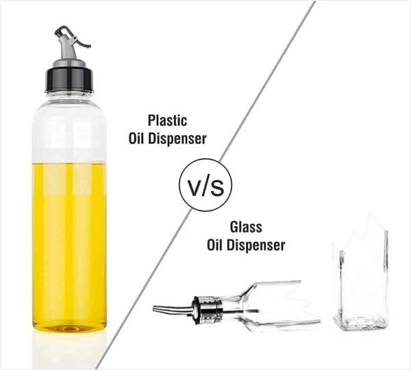 1000 ml Oil Dispenser and Pourer with Measurement, Transparent with Lock Oil Nozzle Lid, Leakproof, Spill Proof, Big Bottleneck Easy Refill (1 liter, Set of 2) - Image 3