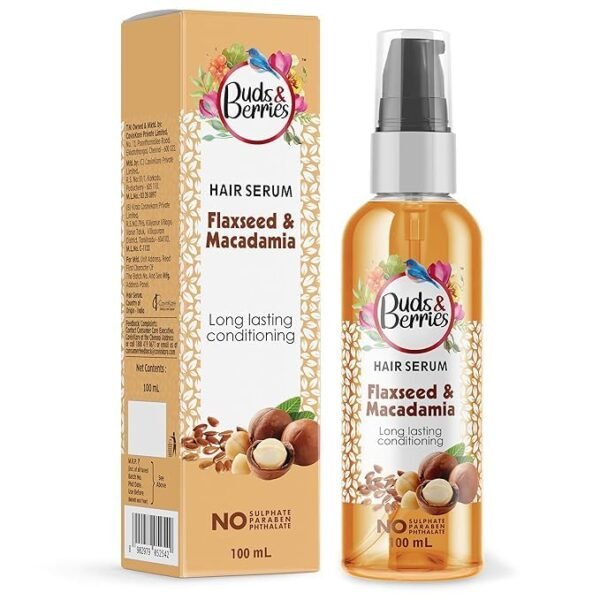 Buds & Berries Flaxseed and Macadamia Hair Serum for Conditioned Hair (100 ml)