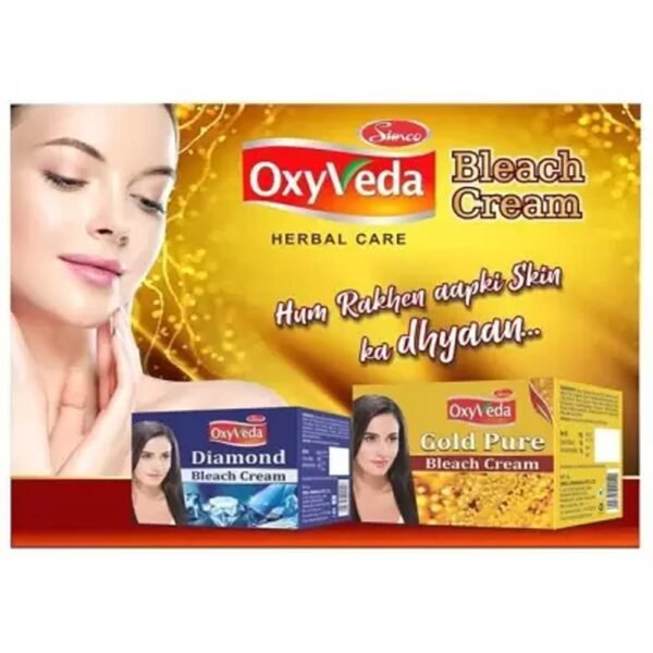 Simco Oxyveda Diamond & Gold Pure Bleach | Pack of 2 (250 gm each) | Skin Brightening, Nourishment & Moisturization - Image 2