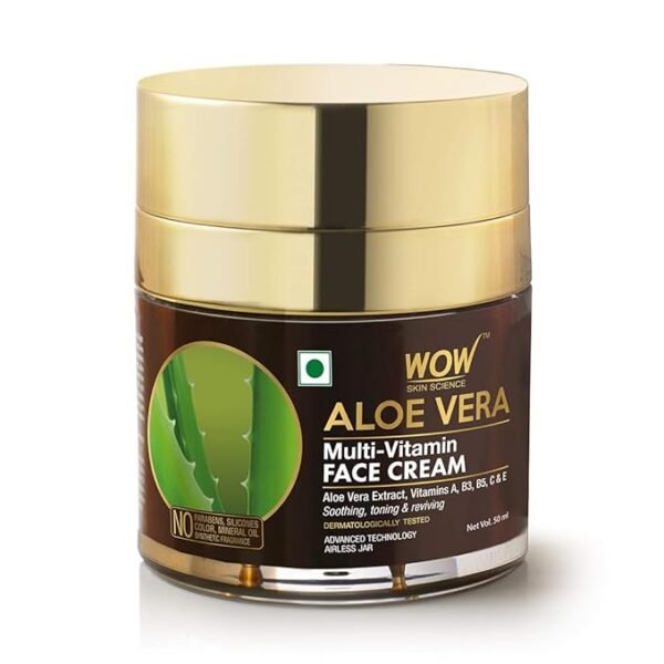 WOW Skin Science Multi-Vitamin Aloe Vera Cream - For Normal to Oily Skin - No Parabens, Silicones, Colour, Mineral Oil & Synthetic Fragrance, 50 ml