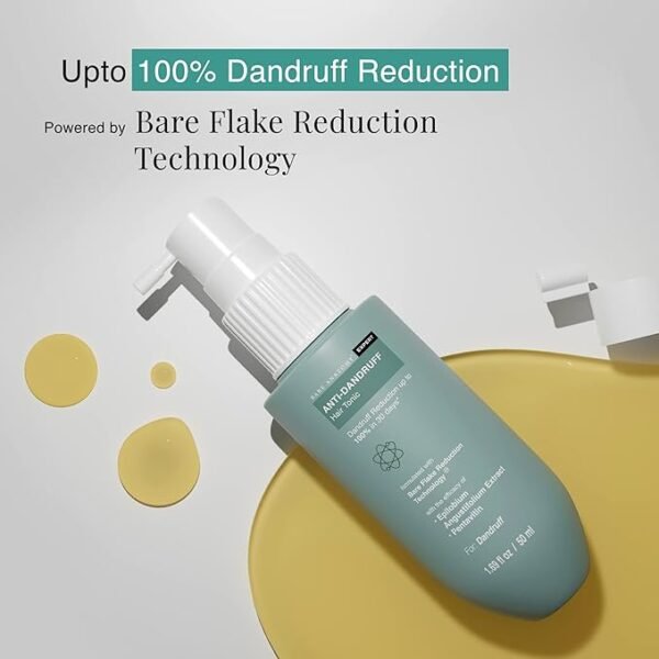 Bare Anatomy Anti Dandruff Hair Tonic | Dandruff Reduction Upto 100% in 30 Days | Lotion with Aloevera & Tea Tree Extracts | Scalp Sebum Reduction by 90% In 15 Days | Sulphate & Paraben Free | 50ml - Image 2