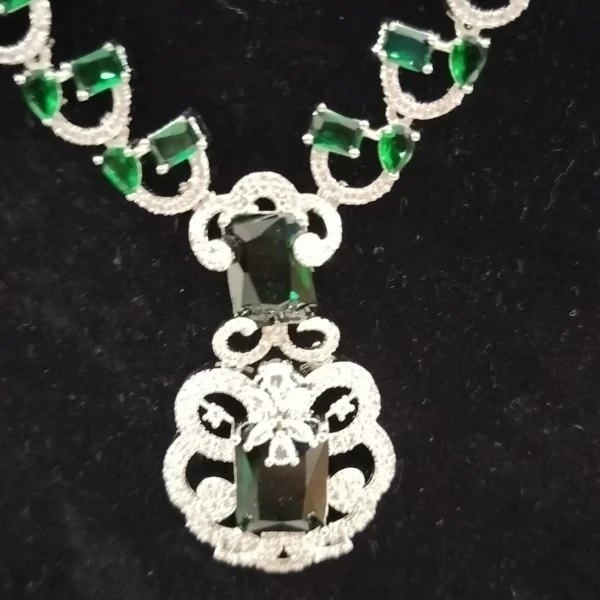 Neeta Ambani Inspired AD necklace Set White Stones/AD Diamond Necklace with Earrings - Jewellery Set for Women, Girls - Image 3