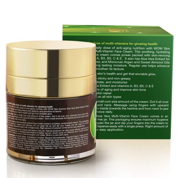 WOW Skin Science Multi-Vitamin Aloe Vera Cream - For Normal to Oily Skin - No Parabens, Silicones, Colour, Mineral Oil & Synthetic Fragrance, 50 ml - Image 2