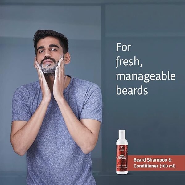 Bombay Shaving Company Beard Shampoo and Conditioner with Wheat Protien, Aloe Vera and Vitamin E for Frizz Free Beard - 100 ml (Wood Scented) - Image 4
