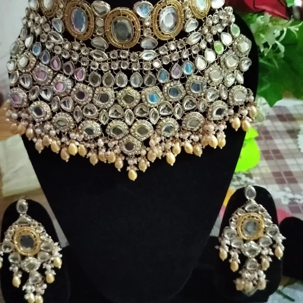 Semi Bridal Necklace set AD Necklace Set - Jewellery Set for Women, Girls for parties Wedding and Festive - Image 2
