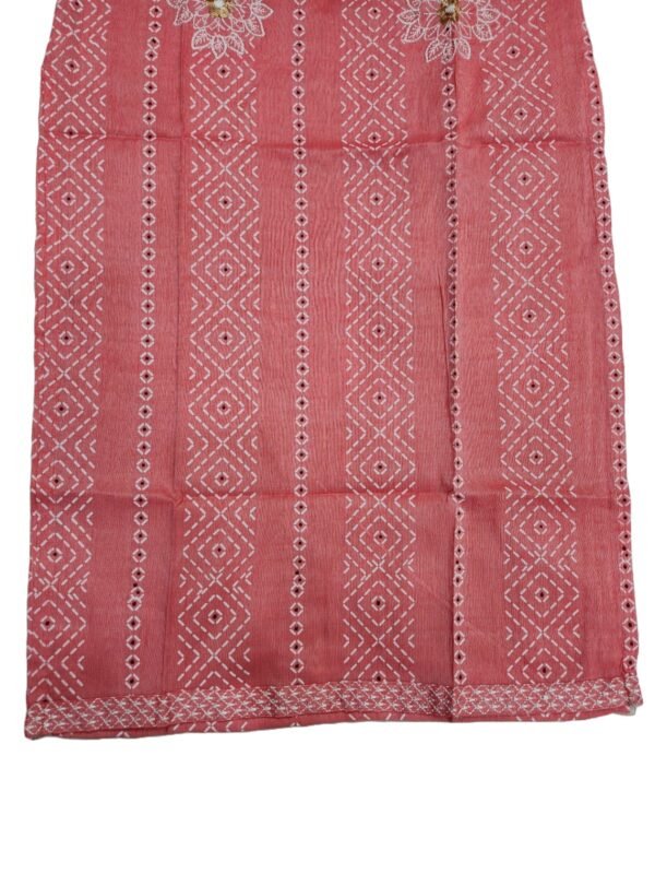 Ankyayi Pink kurti with white flower golden work(kurta only) - Image 6