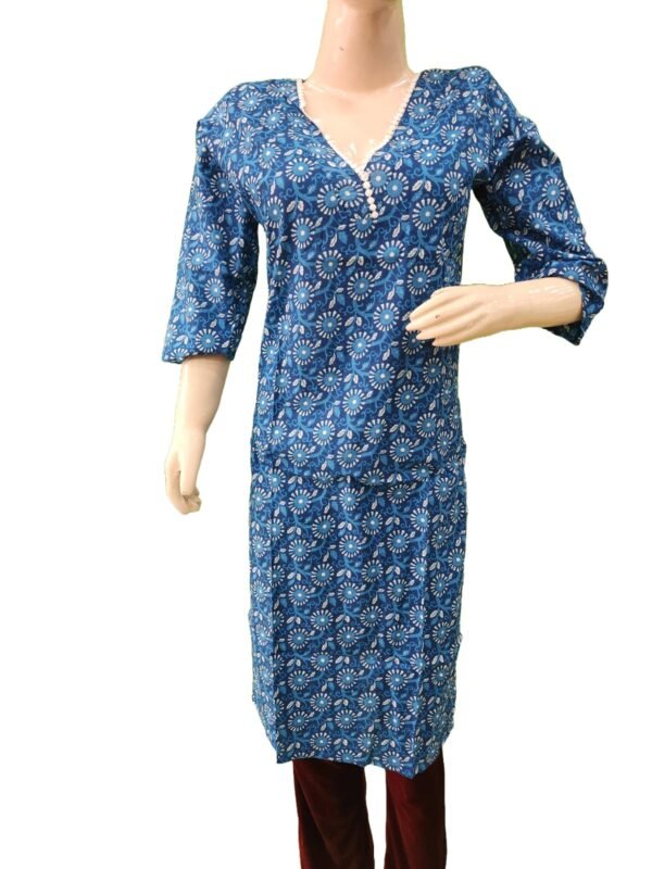 Aishani Blue V NeckSuperior Kurti(kurta only) - Image 3