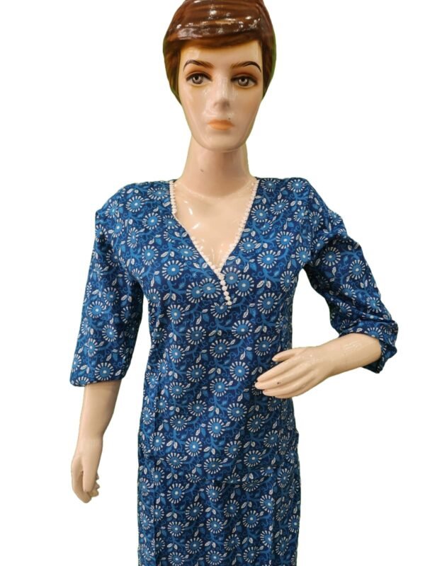 Aishani Blue V NeckSuperior Kurti(kurta only)