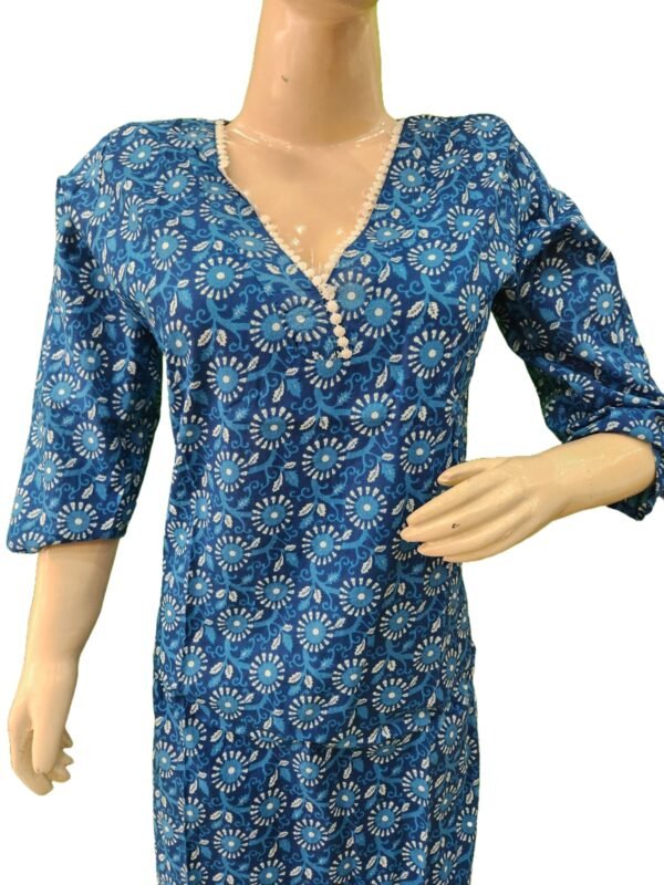 Aishani Blue V NeckSuperior Kurti(kurta only) - Image 2