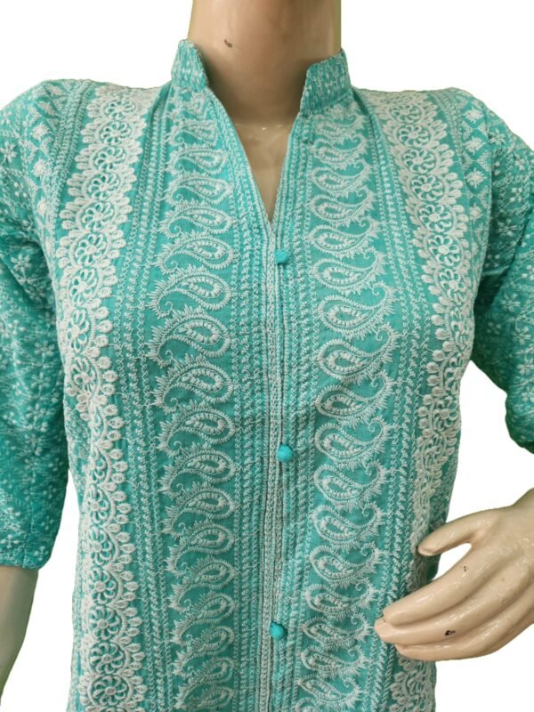 Trendy Chikan Embroidery cotton Kurti (kurta only) - Image 2