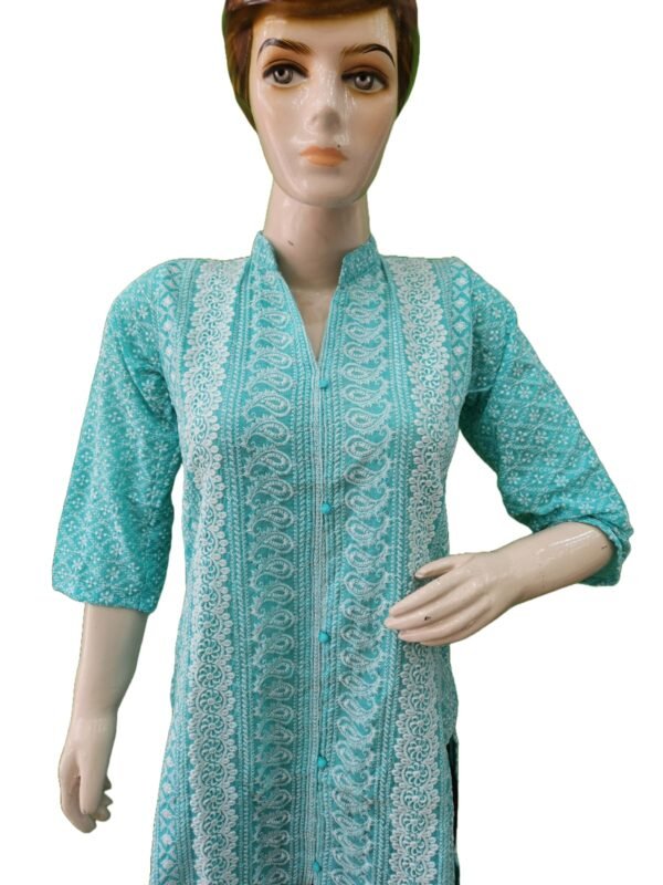 Trendy Chikan Embroidery cotton Kurti (kurta only)