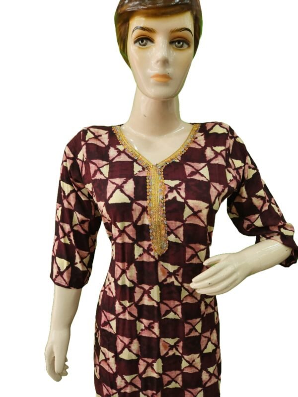 Beautiful print kurti with golden Lace work (kurta only)