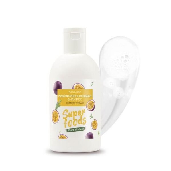 MYGLAMM SUPERFOODS Passion Fruit & Rosemary Shampoo | Hair Smoothening Shampoo | Moisturise Hair | Control Hair Damage & Maintain Shine, 300ml - Image 2