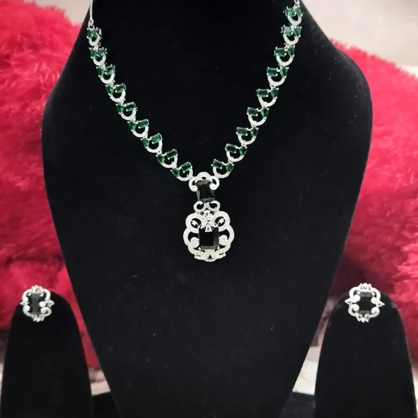 Neeta Ambani Inspired AD necklace Set White Stones/AD Diamond Necklace with Earrings - Jewellery Set for Women, Girls - Image 4