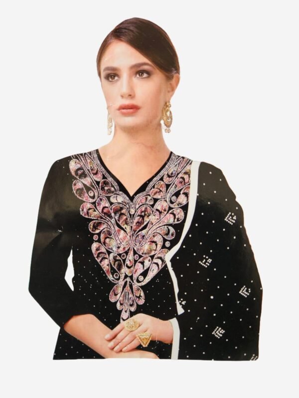 Black Beauty heavy Jarkhan Sparkling Party wearing Unstitched Georgette Suit With Dupatta
