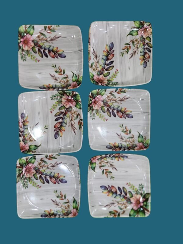 Debu Durable Multi-Use Printed Square Melamine Serve Ware 1 Set of 6Tray (Small) (Multicolour) (Set of 2 - 12 Trays) - Image 2