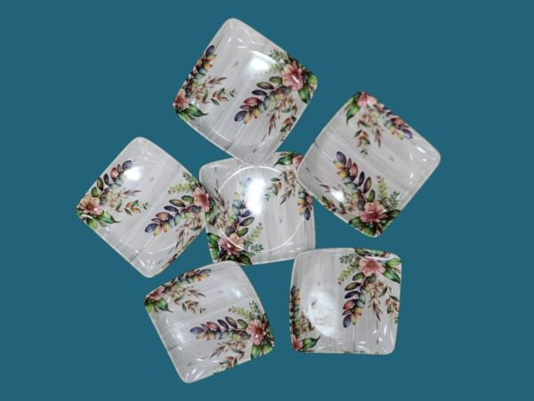 Debu Durable Multi-Use Printed Square Melamine Serve Ware 1 Set of 6Tray (Small) (Multicolour) (Set of 2 - 12 Trays) - Image 4