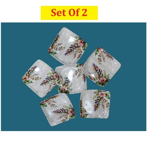 Debu Durable Multi-Use Printed Square Melamine Serve Ware 1 Set of 6Tray (Small) (Multicolour) (Set of 2 - 12 Trays)