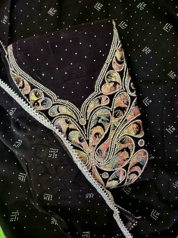 Black Beauty heavy Jarkhan Sparkling Party wearing Unstitched Georgette Suit With Dupatta - Image 3