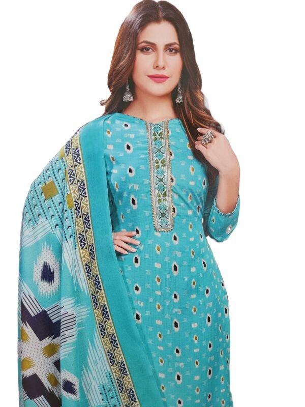 Sanskari Fashionable Women Cotton Salwar Suit Dress Material With Dupatta, Unstitched Traditional Suit Set Cotton Unstitched Salwar Suit Dress Material - Image 3