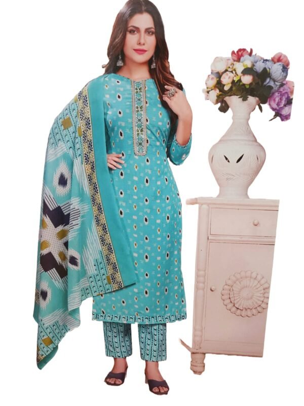 Sanskari Fashionable Women Cotton Salwar Suit Dress Material With Dupatta, Unstitched Traditional Suit Set Cotton Unstitched Salwar Suit Dress Material