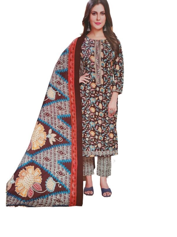 Women Cotton Salwar Suit Dress Material With Dupatta, Unstitched Traditional Salwar Suit Dress Material - Image 2