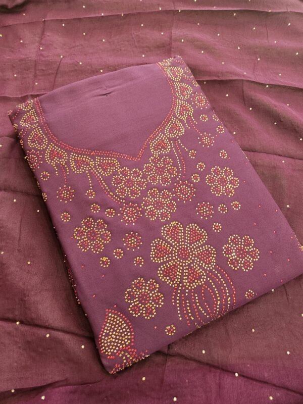 Women Chiffon Salwar Suit Dress Material With Dupatta, Unstitched Traditional Salwar Suit Dress Material purple color - Image 3