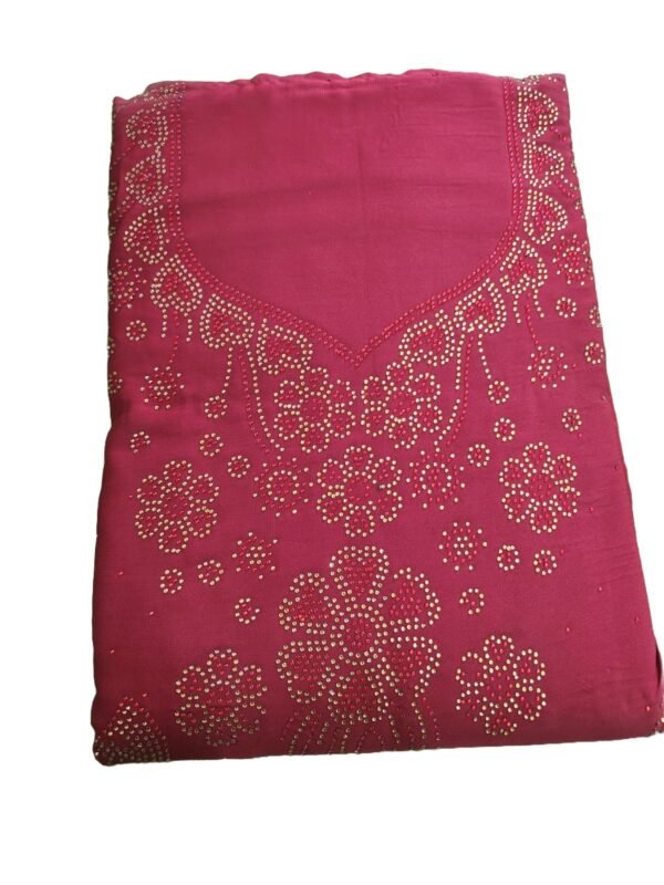 Women Chiffon Salwar Suit Dress Material With Dupatta, Unstitched Traditional Salwar Suit Dress Material Rani color - Image 2