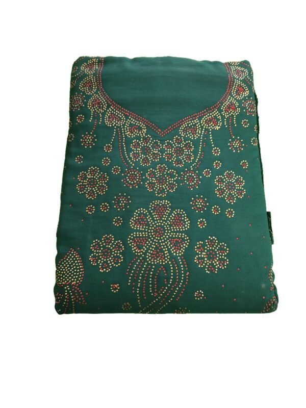 Women Chiffon Salwar Suit Dress Material With Dupatta, Unstitched Traditional Salwar Suit Dress Material Emerald Green color - Image 2