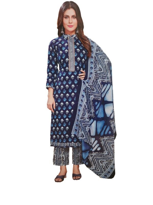 Dress Material Office Wear & Daily Wear With Dupatta Blue color , Cotton Unstitched Salwar Suit Material