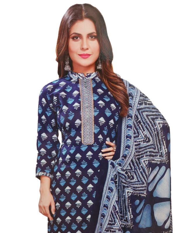 Dress Material Office Wear & Daily Wear With Dupatta Blue color , Cotton Unstitched Salwar Suit Material - Image 3