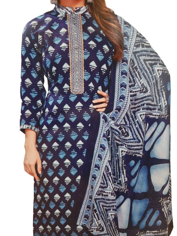 Dress Material Office Wear & Daily Wear With Dupatta Blue color , Cotton Unstitched Salwar Suit Material - Image 2