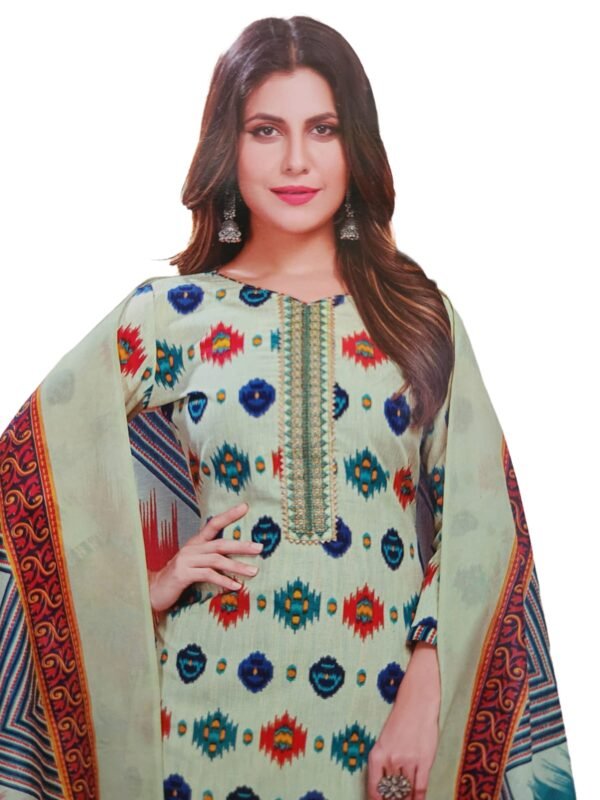Jensuits Trendy Women Cotton Salwar Suit Dress Material With Dupatta, Unstitched Traditional Suit Set Cotton Unstitched Salwar Suit Dress Material - Image 3