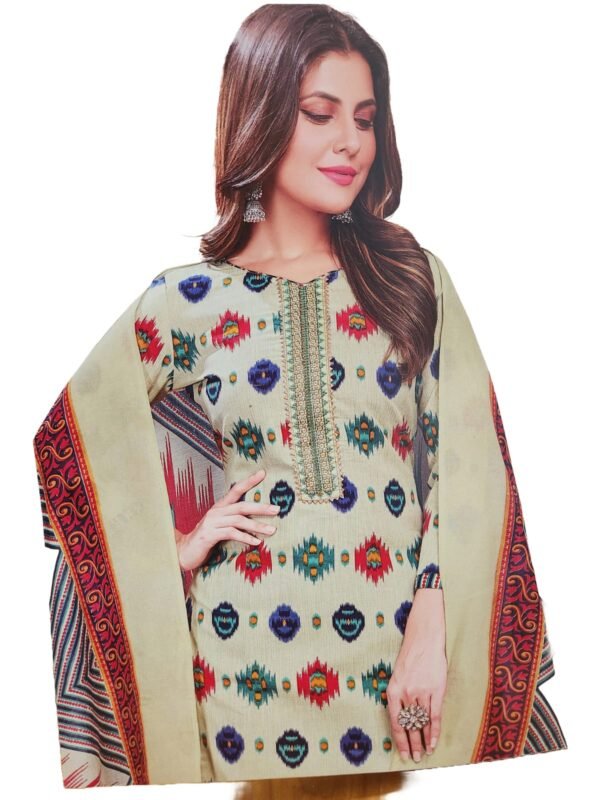 Jensuits Trendy Women Cotton Salwar Suit Dress Material With Dupatta, Unstitched Traditional Suit Set Cotton Unstitched Salwar Suit Dress Material - Image 5