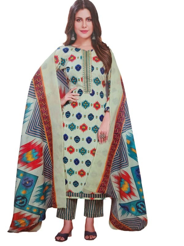 Jensuits Trendy Women Cotton Salwar Suit Dress Material With Dupatta, Unstitched Traditional Suit Set Cotton Unstitched Salwar Suit Dress Material