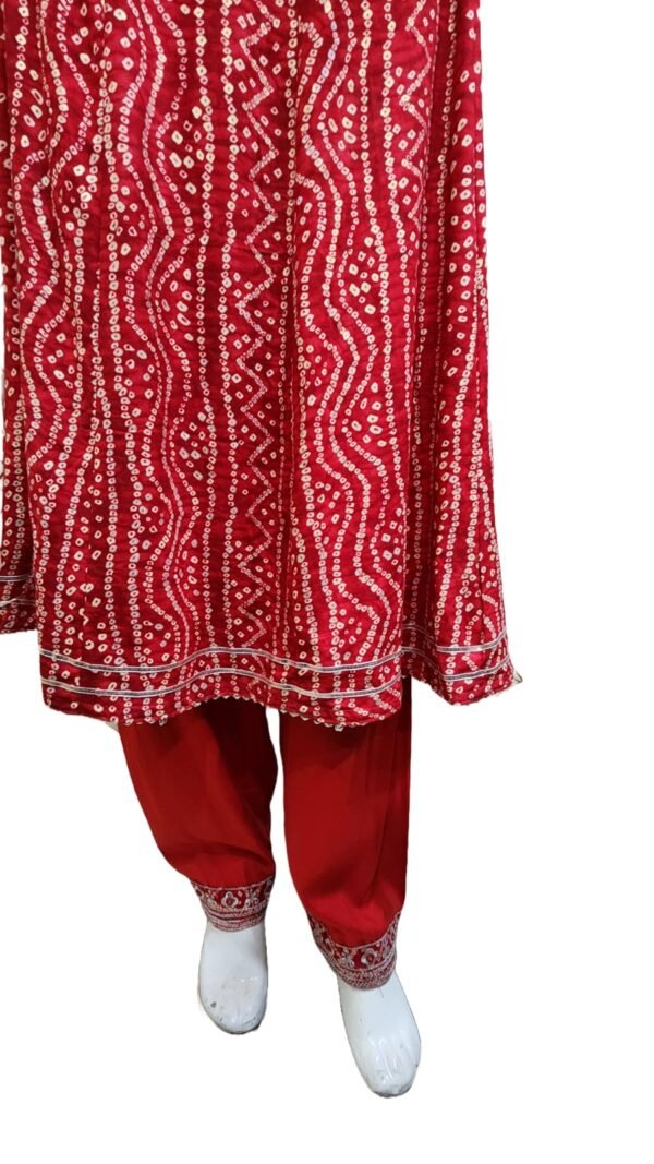 SANIYA Embroidered Anarkali Kurta, Salwar & Dupatta Set , Bandhej printed (Blend Cotton ) , medium size , Three Piece Dress ,3 pcs suit - Image 6