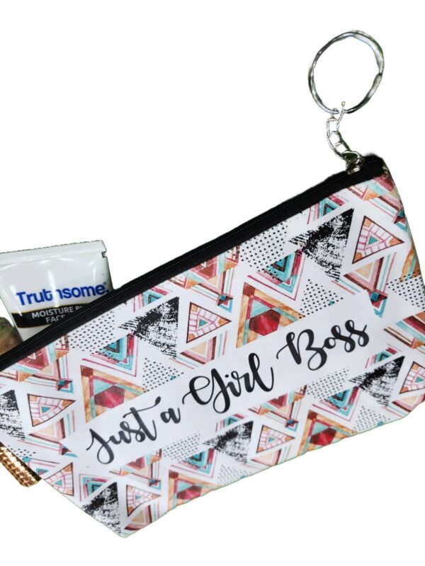 Beautiful Pencil Case Pouch for Kids or Makeup Pouch for ladies with Print Just a Girl Boss - Image 4
