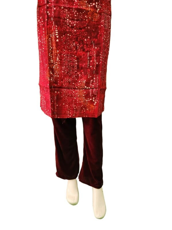 Ankyayi Red kurti with white flower golden work(kurta only) - Image 4