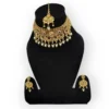 Copper Necklace Set With Maangtika , jewellery,choker,necklace,jewellery set,indian wedding jewellery set,Maangalyam/Murukku,south,indian ,highquality set for women girls - Image 2