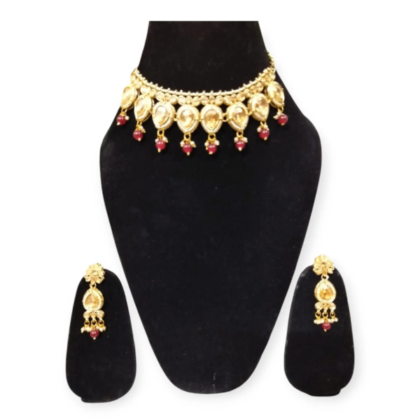 High Quality Gold Plated Kundan Necklace Set for Women and Girls