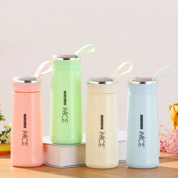 NICE ICE WATER BOTTLE FOR KIDS, GIRLS AND BOYS 1 PC (Glass) 400 ml Flask (Pack of 1, Random Color, Glass)
