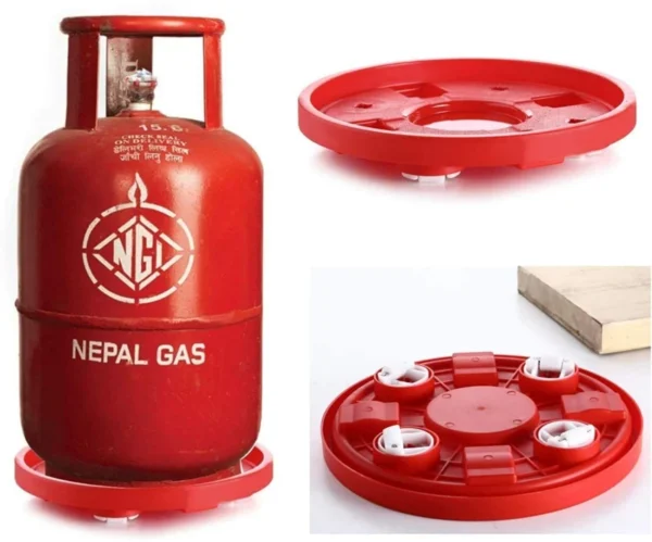 Multipurpose LPG Cylinder Trolley Easily Movable Stand with Wheels, Gas Cylinder Stands and Water Jug Stand (Red) (Single Pcs)
