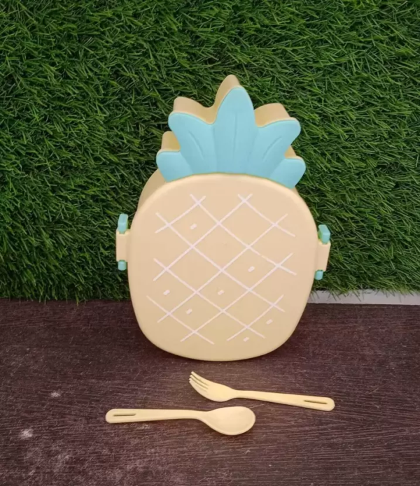PINEAPPLE SHAPED KIDS LUNCH BOX WITH FORK & SPOON 5750 - Image 2